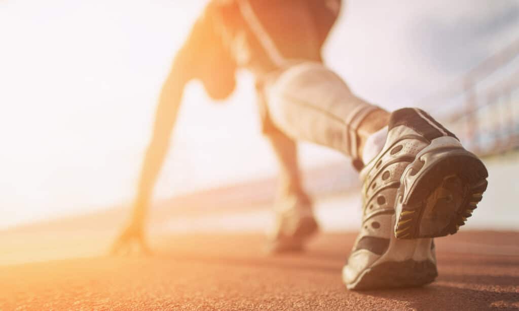 Closeup of runner's shoe.